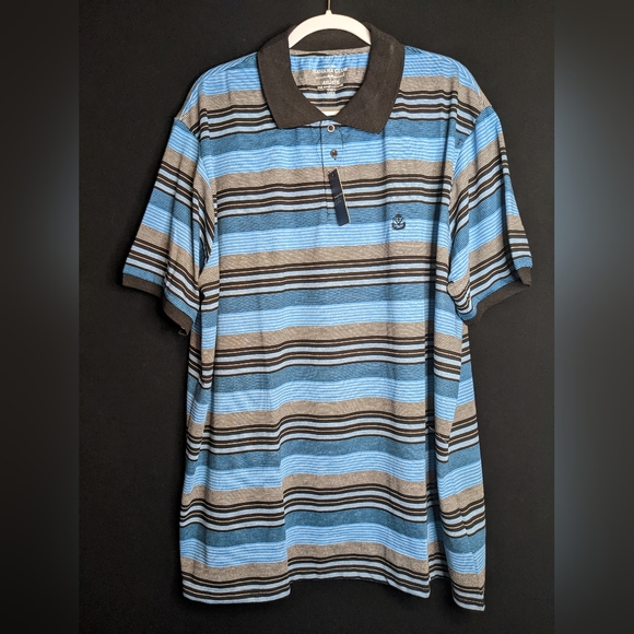 Men's Polo T-Shirt by Sahara Club multicolored striped size 4XL - Picture 1 of 9